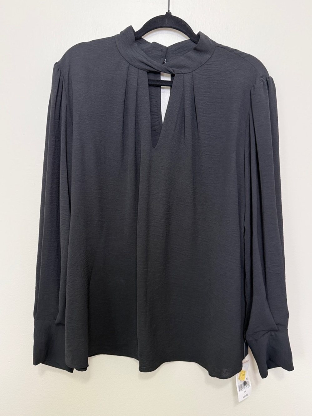 Ophelia Roe Black Long-Sleeve Keyhole Blouse Women's Size 2X NWT